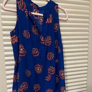 Blue and Orange Sleeveless Top